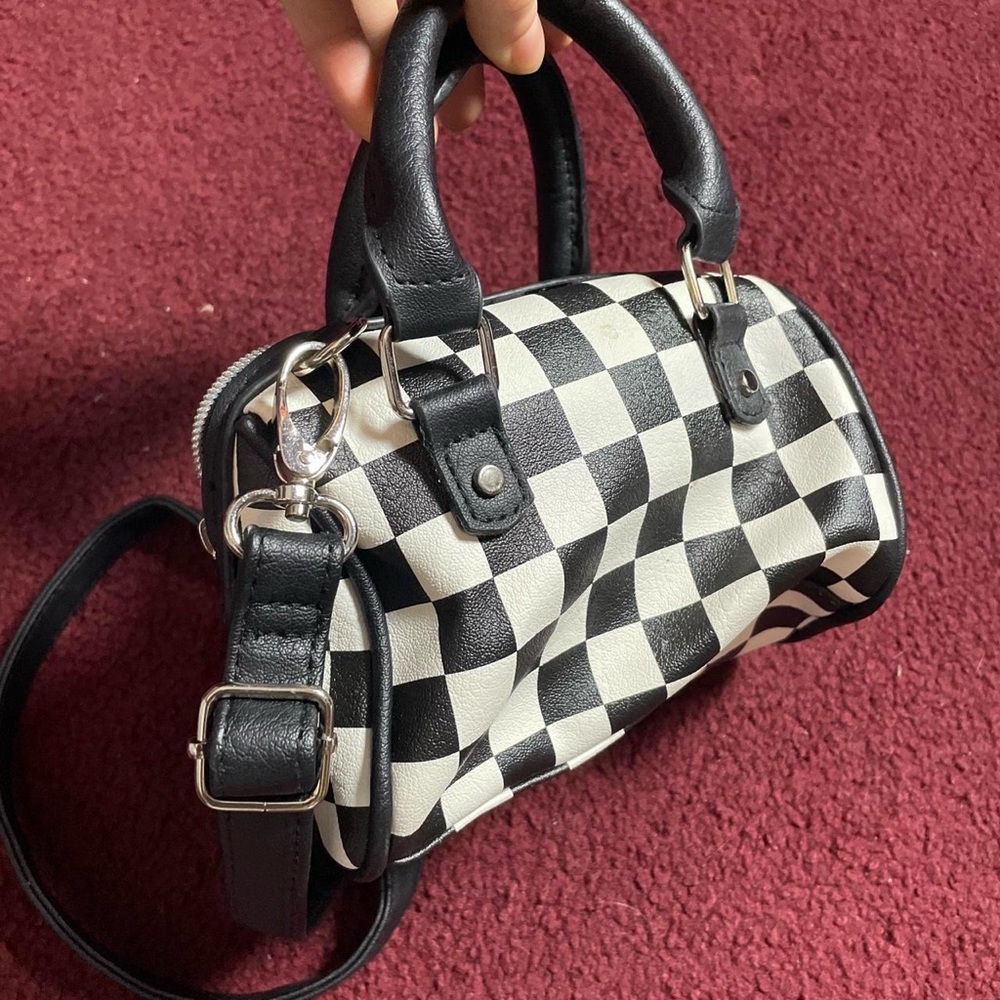 Stylish Black and White Checkered Handbag